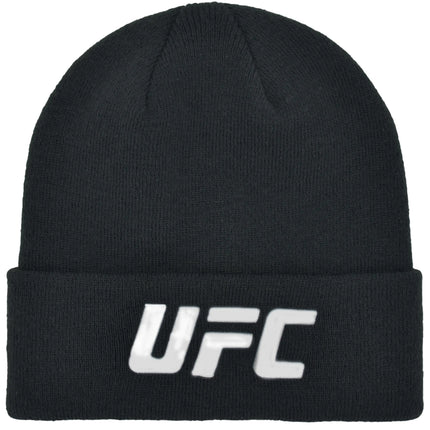 UFC Beanie Hat Cuffed Winter Knit Cap with Logo Black One Size