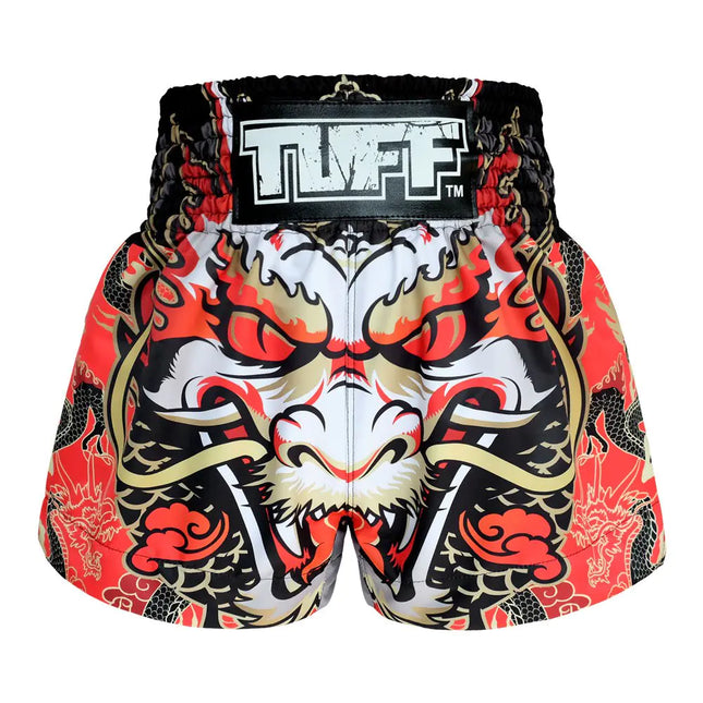 Tuff Sport Boxing Muay Thai Dragon Skull Kick Martial Arts Training Gym Trunks Shorts Red Dragon X-Large