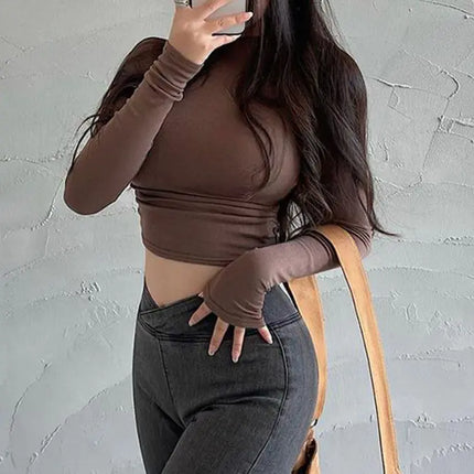 Turtleneck Long Sleeve T-shirts for Women