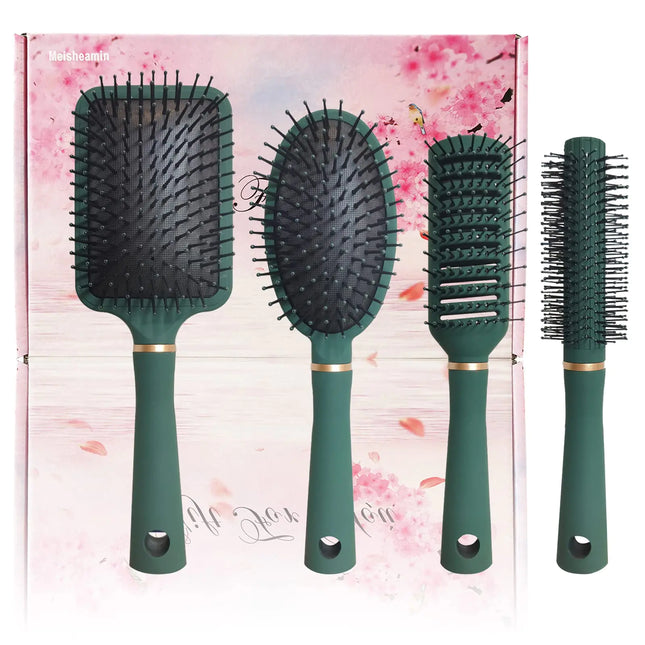 4 Pcs Hair Brush Gifts Set for WomenDetangling Hairbrush for Women and KidsFlexible Soft Pin Bristles for Long Thick Curly Wavy Dry Damaged Hair