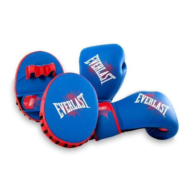Everlast P00001646 Prospect Youth Training Kit with Kickboxing Punching 8 Ounce Boxing Gloves and Mitts Blue