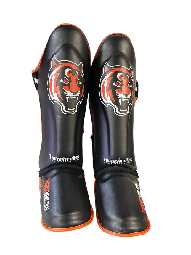 Tiger Pro Shin Guards MMA Martial Arts Muay Thai Kickboxing Leg Instep Protection Pads Kicking Sparring Training Gear Karate Boxing Taekwondo - Unisex (Medium)