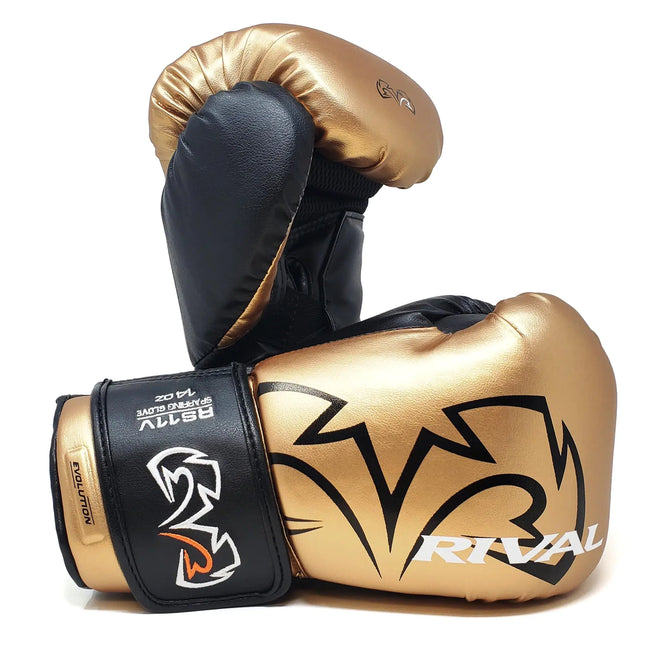 RIVAL Boxing RS11V Evolution Sparring Gloves Extra-Thick 2” Padding V-Strap Wrist Lock 2 System Large Hand Compartment and 15 Degree Angle Cuff