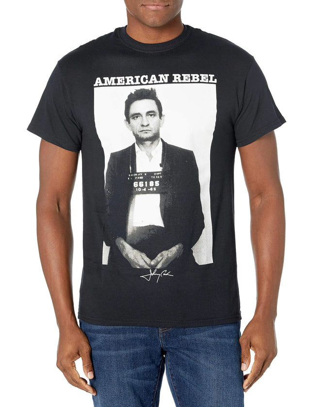 Johnny Cash unisex adult Mens Mug Shot T-shirt T Shirt Black XX-Large US