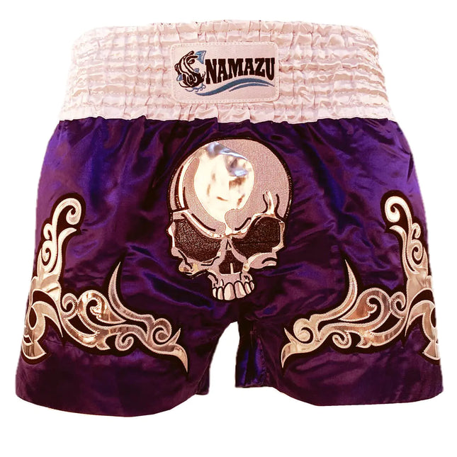 NAMAZU Muay Thai Shorts for Men and Women High Grade MMA Gym Boxing Kickboxing Shorts. (Blue & Purle L- FIT Waist 28"-30")