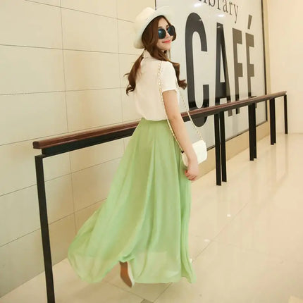 Half-Length Plus Size High Waist Chiffon Skirt