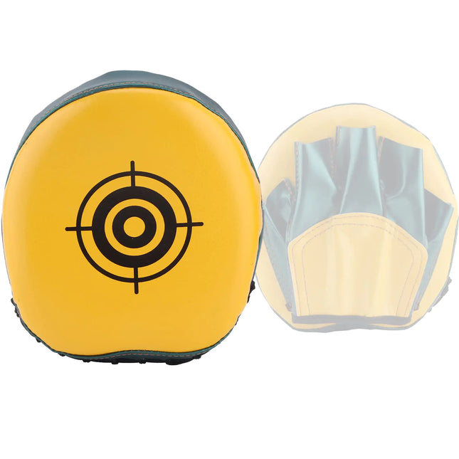Boxing Pad Mini Focus Mitts 1Pcs PU Leather Boxing Curved Focus Punching Mitts Kids Mini Boxing Gloves Pad Boxing Target Pad for Kickboxing MMA Muay Thai Punching Target Martial Arts(Yellow)