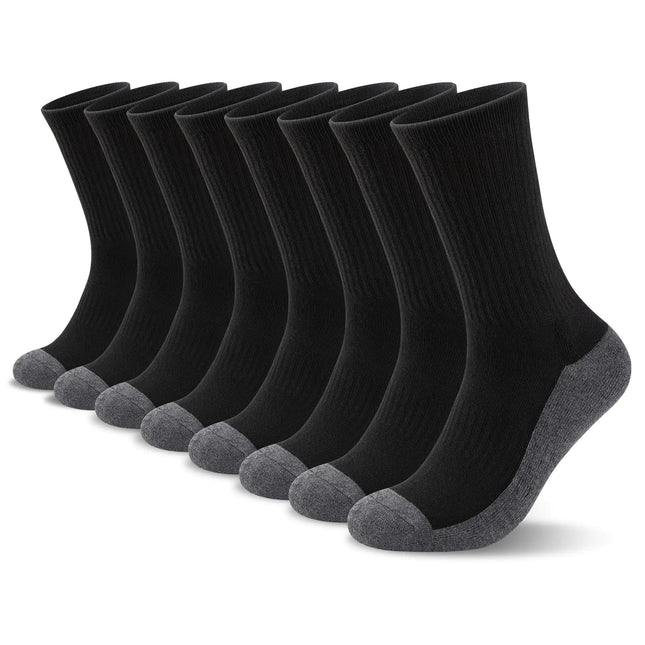 Heatuff 8 Pairs Mens Cushioned Crew Socks Moisture Wicking Athletic Work Socks