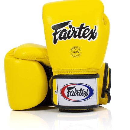 Fairtex BGV1BR Muay Thai Boxing Breathable Gloves for Men Women Kids | MMA Gloves Kickboxing Gym Workout | Premium Quality Light Weight & Shock Absorbent 12 oz Boxing Gloves-Yellow