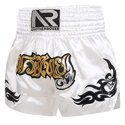Muay Thai Shorts Boxing Fight Kickboxing Grappling Training Workout Gym Shorts for Men Women Kids (as1 Alpha 3X_l Regular Regular White 01)