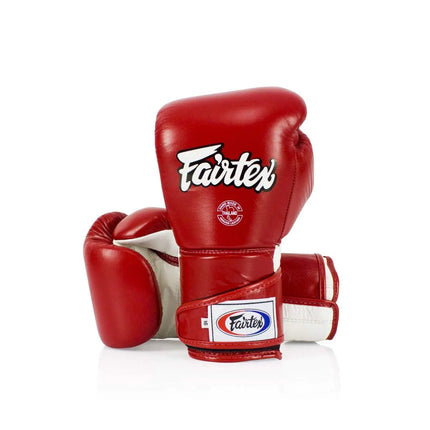 Fairtex BGV6 Angular Gloves: Premium Synthetic Leather Construction | Unique Design Locked Thumb |Multi-Layer Padding |Ideal for Boxing MMA Kickboxing & More(Red/White/14oz)